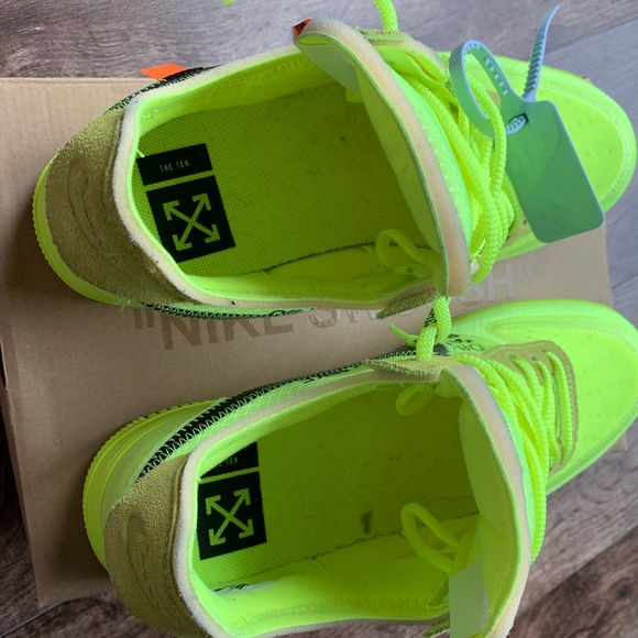 Off white Nike Air Force 1s Volt size 11